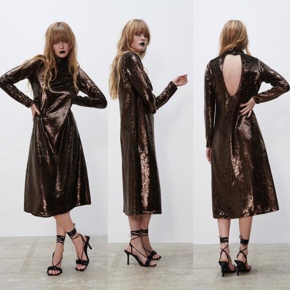 Zara Sequinned Knit Dress - Picture 2 of 5